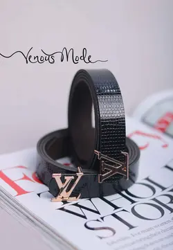 خرید آنلاین کمربند LV مشکی ورنی طرحدار کد 08 | فروشگاه اینترنتی ونوس مد