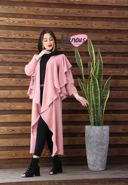 خرید آنلاین مانتو بلند یقه آبشاری کد 319 | فروشگاه اینترنتی ونوس مد