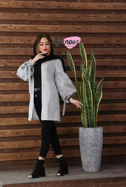 خرید آنلاین مانتو زبرا آستین پفکی کد 311 | فروشگاه اینترنتی ونوس مد