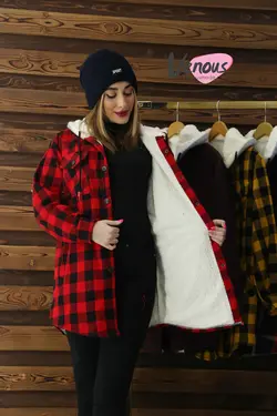 خرید آنلاین کاپشن چهارخونه داخل خز کد 287 | در فروشگاه اینترنتی ونوس مد