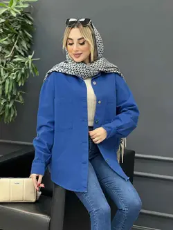 مانتو کتان دو جیب کد 4172 شیک و خاص در مجموعه انلاین ونوس مد