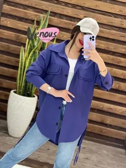 خرید اینترنتی مانتو شومیزی لنین دوجیب کد 1360 فروشگاه ونوس