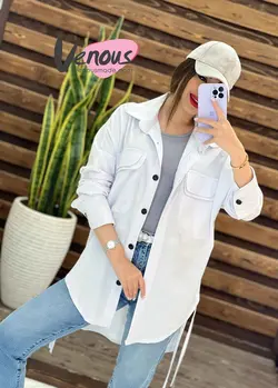 خرید اینترنتی مانتو شومیزی لنین دوجیب کد 1360 فروشگاه ونوس