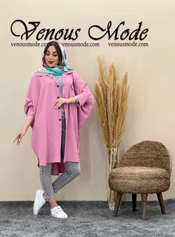 خرید اینترنتی مانتو پانچ تک جیب کد 1386 در فروشگاه ونوس مد