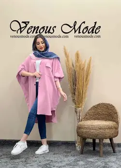 خرید اینترنتی مانتو پانچ تک جیب کد 1386 در فروشگاه ونوس مد