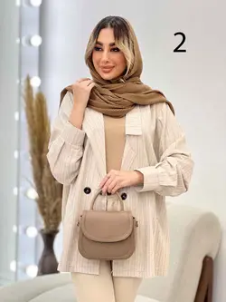 مانتو لینن نچرال یقه نامتقارن دو دکمه کد 3019 شیک در ونوس مد