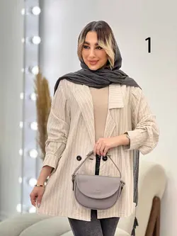 مانتو لینن نچرال یقه نامتقارن دو دکمه کد 3019 شیک در ونوس مد