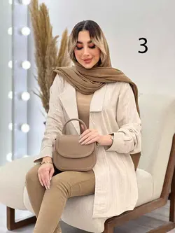 مانتو لینن نچرال یقه نامتقارن دو دکمه کد 3019 شیک در ونوس مد