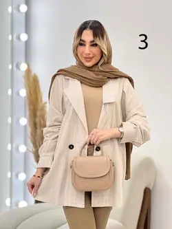 مانتو لینن نچرال یقه نامتقارن دو دکمه کد 3019 شیک در ونوس مد
