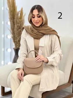 مانتو لینن نچرال یقه نامتقارن دو دکمه کد 3019 شیک در ونوس مد