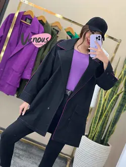 خرید اینترنتی مانتو مغزی دوزی آستین دکمه کد 1403 در ونوس مد