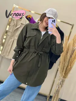 خرید اینترنتی مانتو جلوزیپ کمرگت کد 1397 درر فروشگاه ونوس مد