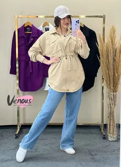 خرید اینترنتی مانتو جلوزیپ کمرگت کد 1397 درر فروشگاه ونوس مد