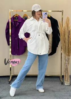 خرید اینترنتی مانتو جلوزیپ کمرگت کد 1397 درر فروشگاه ونوس مد