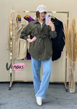 خرید اینترنتی مانتو جلوزیپ کمرگت کد 1397 درر فروشگاه ونوس مد