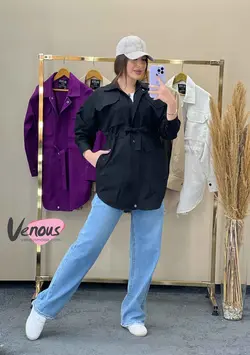 خرید اینترنتی مانتو جلوزیپ کمرگت کد 1397 درر فروشگاه ونوس مد