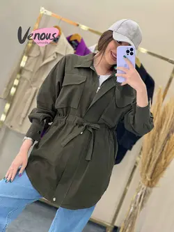 خرید اینترنتی مانتو جلوزیپ کمرگت کد 1397 درر فروشگاه ونوس مد