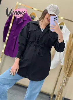 خرید اینترنتی مانتو جلوزیپ کمرگت کد 1397 درر فروشگاه ونوس مد