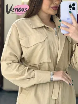 خرید اینترنتی مانتو جلوزیپ کمرگت کد 1397 درر فروشگاه ونوس مد