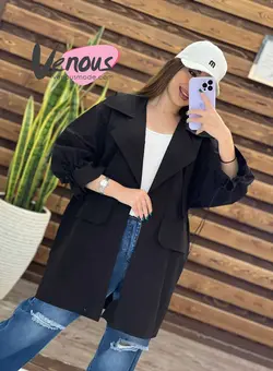 خرید اینترنتی مانتو آستین گت یقه پاگون کد 1429 فروشگاه ونوس