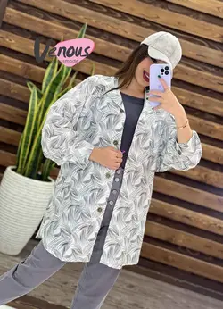 خرید اینترنتی مانتو لنین طرحدار جلو دکمه کد 144 در ونوس مد