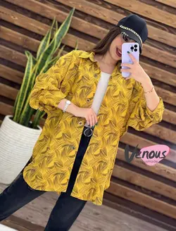 خرید اینترنتی مانتو لنین طرحدار جلو دکمه کد 144 در ونوس مد