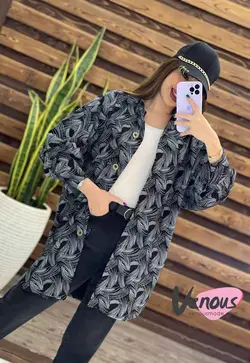 خرید اینترنتی مانتو لنین طرحدار جلو دکمه کد 144 در ونوس مد