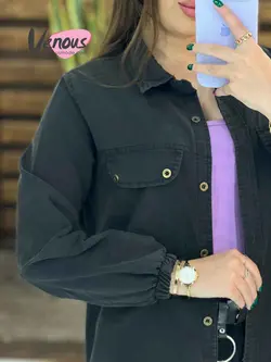 خرید اینترنتی مانتو جین ذغالی بغل زیپ کد 1443فروشگاه ونوس مد