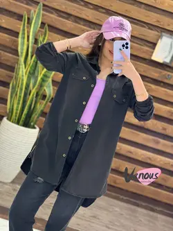 خرید اینترنتی مانتو جین ذغالی بغل زیپ کد 1443فروشگاه ونوس مد