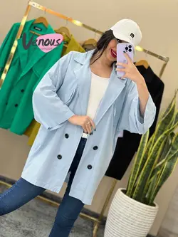 خرید اینترنتی مانتو چهار دکمه جیب نما کد 1465فروشگاه ونوس مد