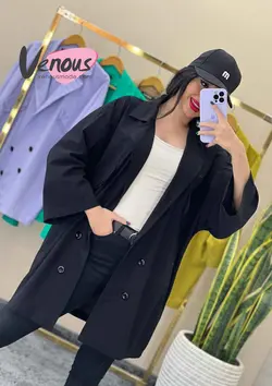 خرید اینترنتی مانتو چهار دکمه جیب نما کد 1465فروشگاه ونوس مد