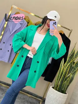 خرید اینترنتی مانتو چهار دکمه جیب نما کد 1465فروشگاه ونوس مد