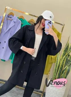 خرید اینترنتی مانتو چهار دکمه جیب نما کد 1465فروشگاه ونوس مد