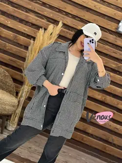 خرید اینترنتی و حضوری مانتو چهارخونه جیب پاکتی کد 1468 ونوس