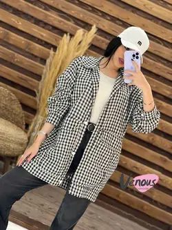 خرید اینترنتی و حضوری مانتو چهارخونه جیب پاکتی کد 1468 ونوس