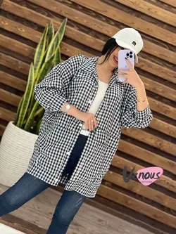 خرید اینترنتی و حضوری مانتو چهارخونه جیب پاکتی کد 1468 ونوس