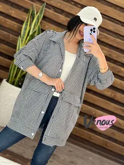 خرید اینترنتی و حضوری مانتو چهارخونه جیب پاکتی کد 1468 ونوس