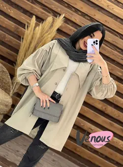 خرید اینترنتی مانتو یقه خرگوشی پشت پیله دار کد 1476 ونوس مد