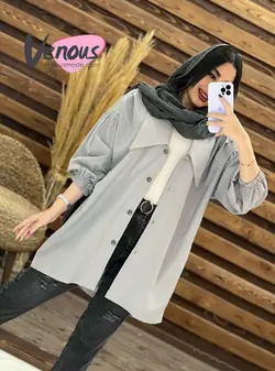 خرید اینترنتی مانتو یقه خرگوشی پشت پیله دار کد 1476 ونوس مد