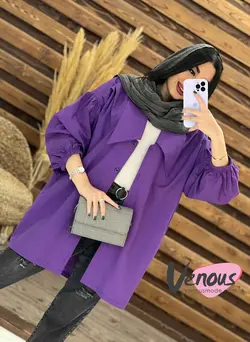 خرید اینترنتی مانتو یقه خرگوشی پشت پیله دار کد 1476 ونوس مد