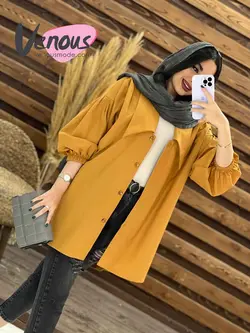 خرید اینترنتی مانتو یقه خرگوشی پشت پیله دار کد 1476 ونوس مد