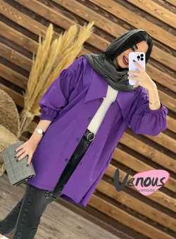 خرید اینترنتی مانتو یقه خرگوشی پشت پیله دار کد 1476 ونوس مد