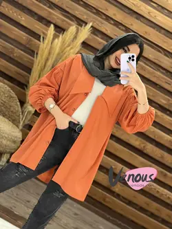 خرید اینترنتی مانتو یقه خرگوشی پشت پیله دار کد 1476 ونوس مد