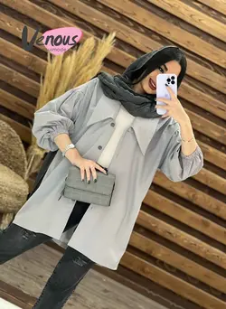 خرید اینترنتی مانتو یقه خرگوشی پشت پیله دار کد 1476 ونوس مد