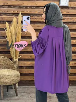 خرید اینترنتی مانتو یقه خرگوشی پشت پیله دار کد 1476 ونوس مد