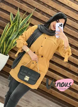 خرید اینترنتی مانتو داکرون کمرگت کد 1521در فروشگاه ونوس مد