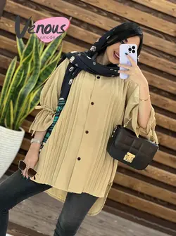 خرید اینترنتی مانتو جلو دکمه پیله دار کد 1526فروشگاه ونوس مد