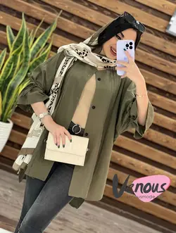 خرید اینترنتی مانتو جلو دکمه پیله دار کد 1526فروشگاه ونوس مد