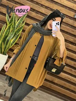 خرید اینترنتی مانتو جلو دکمه پیله دار کد 1526فروشگاه ونوس مد