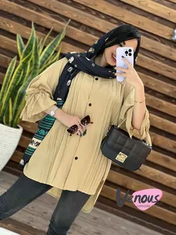 خرید اینترنتی مانتو جلو دکمه پیله دار کد 1526فروشگاه ونوس مد